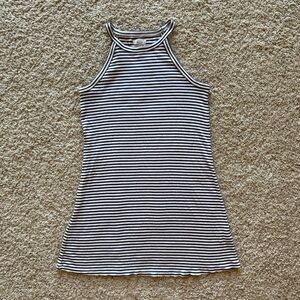 Madewell Ribbed Striped Halter Neck Tank Dress Navy Blue & Ivory White Medium